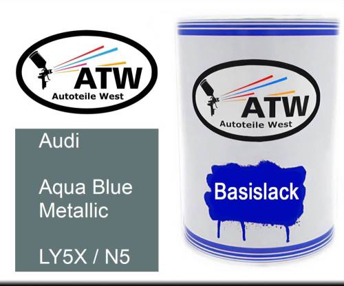 Audi, Aqua Blue Metallic, LY5X / N5: 500ml Lackdose, von ATW Autoteile West.